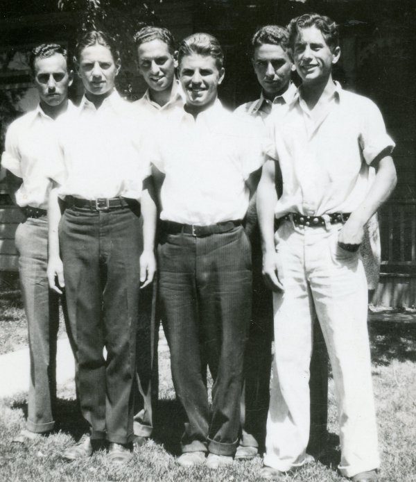 Harold, Dick, Chase, Bob, Joe, and Bill, sons of Parker and Katie Pratt.